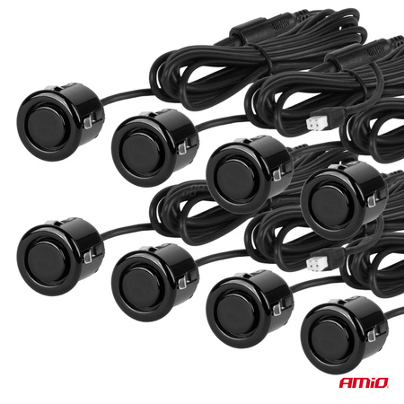 Zestaw czujników parkowania cofania Buzzer 8 sensorów czarne "GOLD" 18 mm AMIO-01604