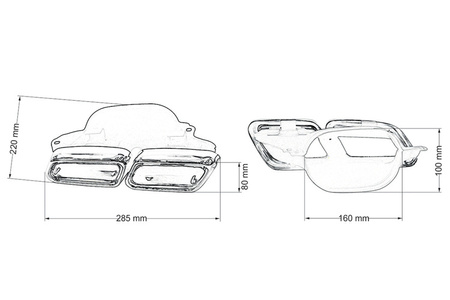 Końcówka tłumika 285x80mm wejście 160x100mm Mercedes W212