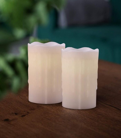 ŚWIECZKI LED ZESTAW 2 SZTUKI 12,5 CM EFEKT WOSKU DRIP WAX ZASILANIE BATERIA