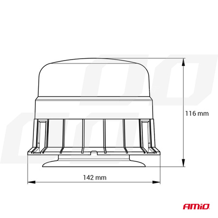 Lampa ostrzegawcza błyskowa kogut 39 LED magnes R65 R10 12V 24V WAR11M AMIO-01500