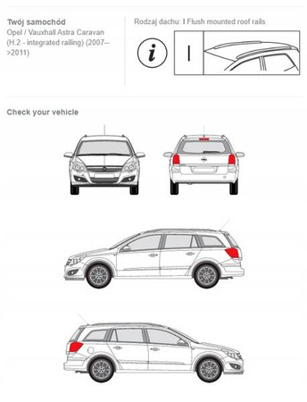 Bagażnik dachowy belki Opel Astra Caravan H.2