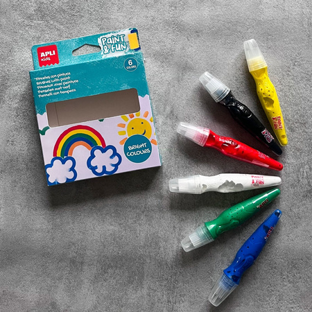 Farby w tubie z pędzelkiem Apli Kids - Kolory podstawowe 6 szt.