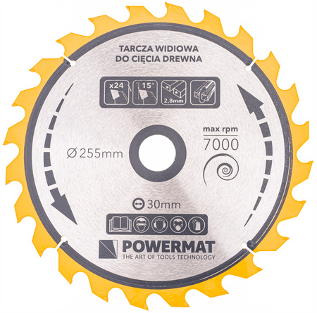 Tarcza widiowa do drewna 255x30 24z TDD-255x30x24Z