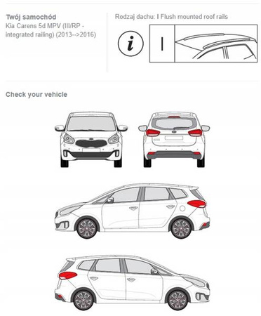 Bagażnik dachowy belki Kia Carens 5d MPV III DARK