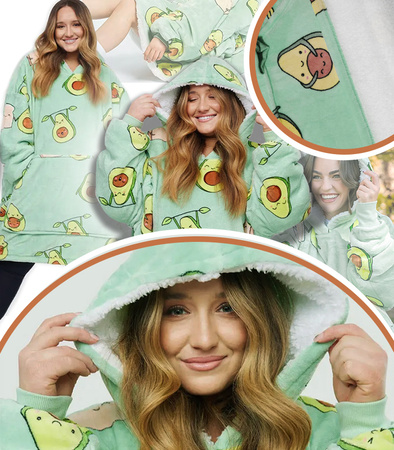 BLUZOKOC AWOKADO PONCZO BLUZA Z KAPTUREM KIESZEŃ KANGUR POLAR OVERSIZE 100% POLIESTER DLA MŁODZIEŻY DOROSŁYCH
