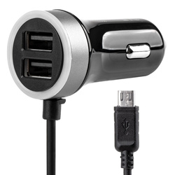 Ładowarka samochodowa PCH PRO-01 microUSB + 2x USB 2.4A 12V 24V AMIO-02056