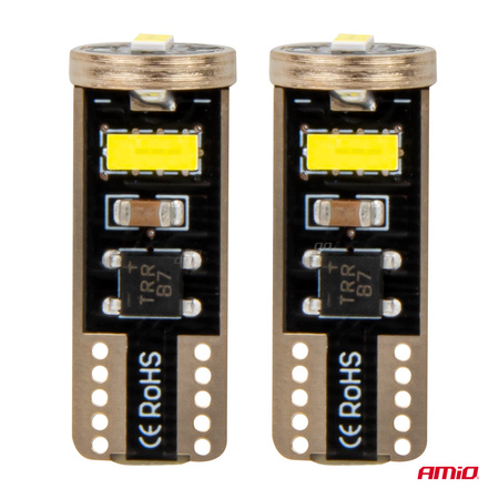 Żarówki LED CANBUS T10e W5W 3x2055 SMD White 12V 24V AMIO-03720