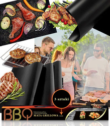 MATA TEFLONOWA 40 X 33 CM 3 SZT TACKA NIEPRZYWIERALNA MOCNA WIELORAZOWA BEZPIECZNA  NA GRILLA DO PIECZENIA PIKARNIKA