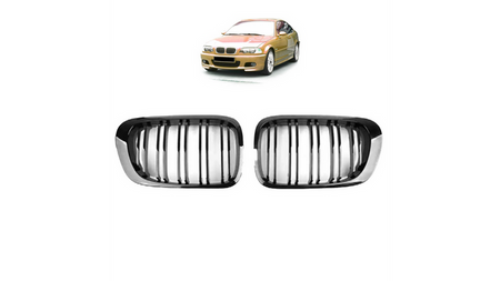 Grill sportowy podwójne żeberka Gloss Black  BMW 3 (E46) Coupe Cabrio przed liftem 1999-2003