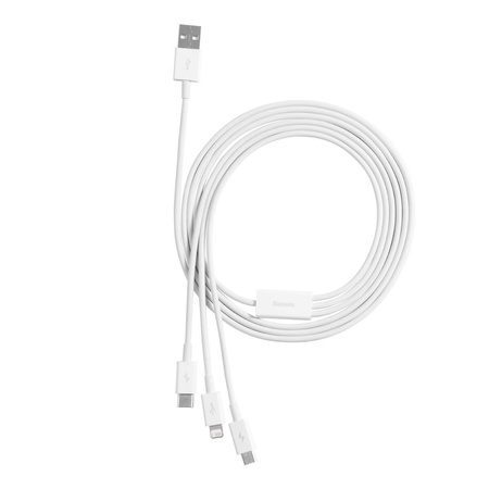 Kabel USB 3w1 Baseus Superior Series na Lightning, USB-C, micro USB 3.5A, 1.2m (biały)
