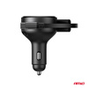Ładowarka samochodowa ze zwijanym kablem typ C + lightning iPhone + USB-C 12V 24V 60W AMIO-04370