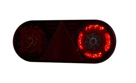 Lampa zespolona tylna z trójkątem odblask. HOR 105, STELLA, diodowa 12/24 V, lewa (6-funkcyjna, przewód okrągły 6x0,5 mm2, długość 2 m)