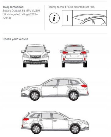 Bagażnik dachowy belki Subaru Outback MPV IV 5d