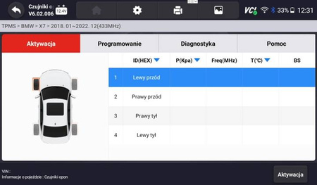 TESTER DIAGNOSTYCZNY RS910 PRO TS CZUJNIKI TPMS x4
