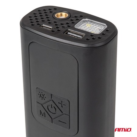 Kompresor samochodowy bezprzewodowy akumulatorowy powerbank LED USB-C 40W AMIO-04377