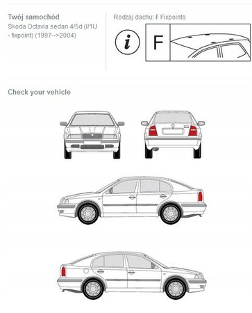 Bagażnik dachowy belki Fuse Skoda Octavia I