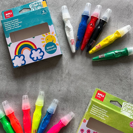 Farby w tubie z pędzelkiem Apli Kids - Kolory neonowe 6 szt.