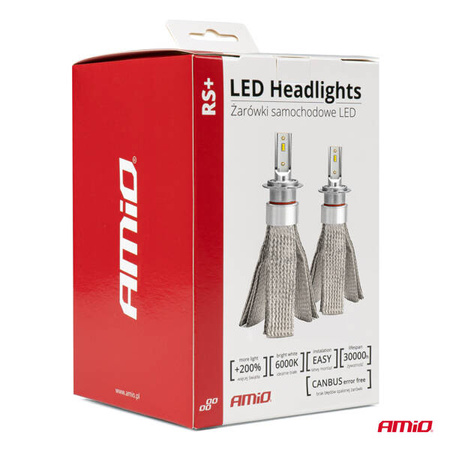Żarówki samochodowe LED seria RS+ canbus HB3 9005 50W slim AMIO-01087