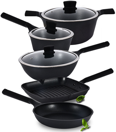 ZESTAW GARNKÓW ALUMINIOWYCH POWŁOKA NON-STICK 8 ELEMENTÓW INDUKCJA GAZ PIEKARNIK