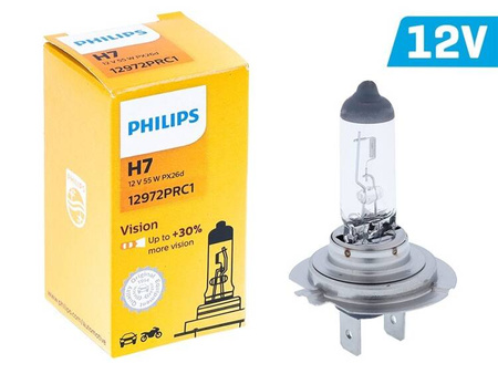 Żarówka PHILIPS H7 12V 55W PX26d Vision +30%