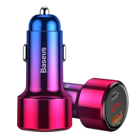 Ładowarka samochodowa Baseus Magic USB + USB-C QC 4.0  PD 45W (czerwono-niebieska)
