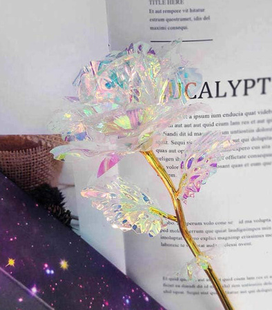 WIECZNA RÓŻA ZŁOTA ŁODYGA OZDOBNE PUDEŁKO NA PREZENT