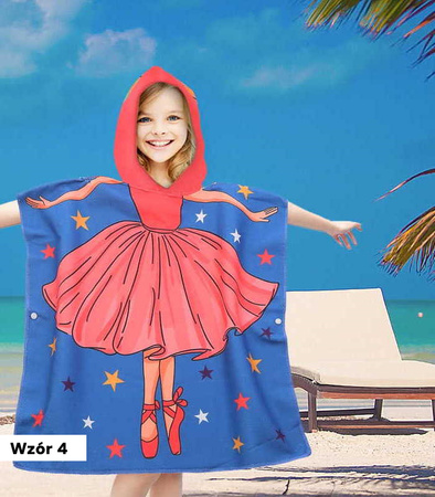 PONCZO PLAŻOWE DLA DZIECI Z KAPTUREM 60 X 90 CM RĘCZNIK KĄPIELOWY BASENOWY PLAŻOWY Z MIKROFIBRY