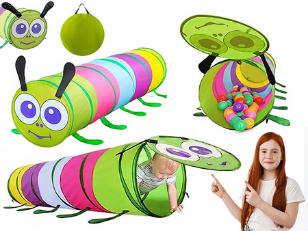 TUNEL DLA DZIECI GĄSIENICA NAMIOT TOR PRZESZKÓD SAMOROZKŁADANY TORBA DO DOMU DO OGRODU