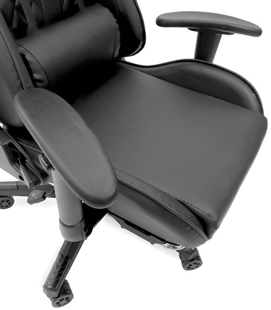 FOTEL GAMINGOWY Z PODNÓŻKIEM CZARNY KUBEŁKOWY PIKOWANY BIUROWY MASAŻER GRACZA OBROTOWY NOWOCZESNY DLA GRACZA