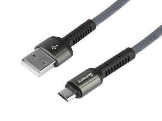 Kabel MYWAY do ładowania i synchronizacji, w oplocie z mikrofibry, 200 cm, USB > micro USB