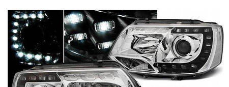 Lampy lefrektory VW T5 10-15 chrole LED DRL