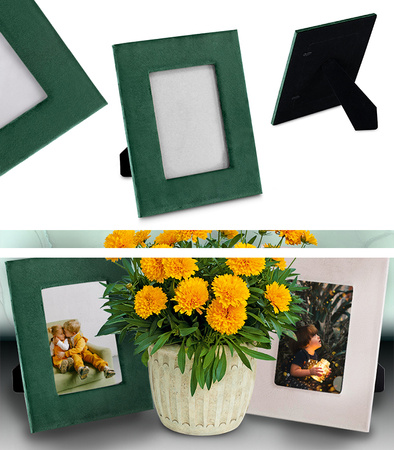 RAMKA NA ZDJĘCIE 21 X 26 CM PROSTOKĄTNA AKSAMITNA STOJĄCA DESIGNERSKA REGULOWANA DO WNĘTRZ