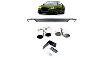 Tylny dyfuzor wraz z końcówkami wydechu AUDI A4 B8 Facelift 2011-2015