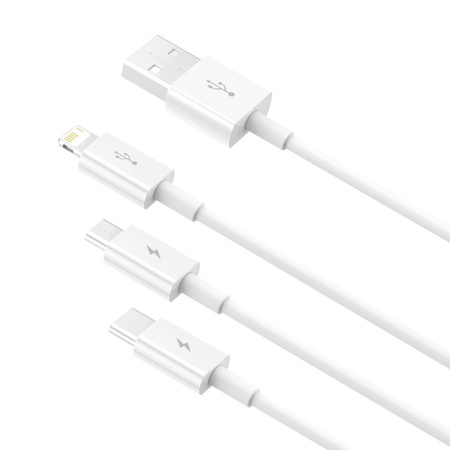 Kabel USB 3w1 Baseus Superior Series na Lightning, USB-C, micro USB 3.5A, 1.2m (biały)