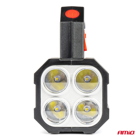 Latarka akumulatorowa 4LED + COB 1200mAh AMIO-03273