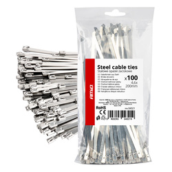Opaski zaciskowe metalowe ze stali nierdzewnej 4.6x200mm 100 szt. AMIO-04321