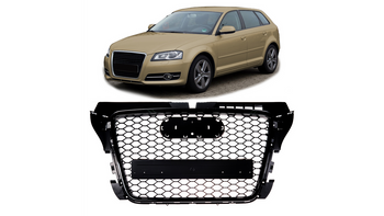 Grill sportowy Gloss Black W/O PDC AUDI A3 Facelift 2008-2012