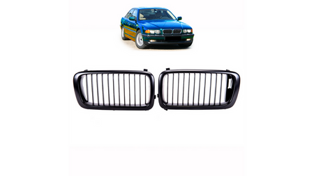 Grill sportowy pojedyncze żeberka Matt Black BMW 7 E38 przed liftem 1994-1999