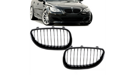 Grill sportowy pojedyncze żeberka Matt Black  BMW 5 (E60) Sedan (E61) Touring 2003-2010