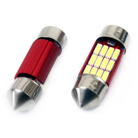 Żarówki LED CANBUS 4014 12SMD Festoon C5W C10W C3W 31mm White 12V 24V AMIO-01631