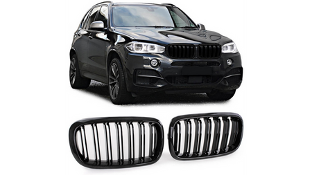Grill sportowy podwójne żeberka Gloss Black  BMW X5 (F15, F85) X6 (F16, F86) 2013-2018
