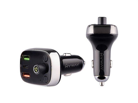 Transmiter FM MYWAY 12/24V z USB-C PD, QC4.0+, Auto-ID, woltomierzem i HandsFree