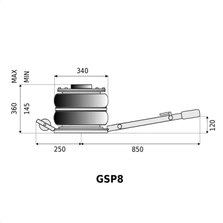 Podnośnik pneumatyczny poduszkowy - bałwanek 8T GSP8 STIX / Grafit