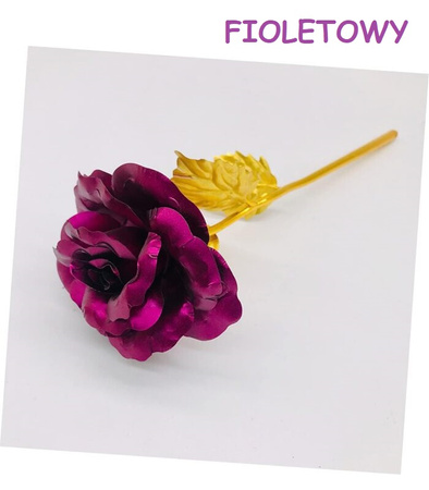 WIECZNA RÓŻA ZE ZŁOTĄ ŁODYGĄ W PUDEŁKU NA PREZENT ROCZNICĘ URODZINY