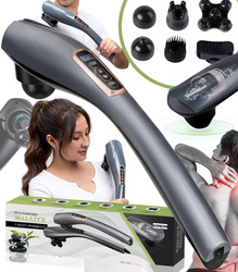 MASAŻER WIELOFUNKCYJNY RĘCZNY BEZPRZEWODOWY WIBRACYJNY GŁĘBOKI MASAŻ WYŚWIETLACZ LCD 6 GŁOWIC MASUJĄCYCH ANTYCELULITOWYCH DO CIAŁA MIĘŚNI PLECÓW