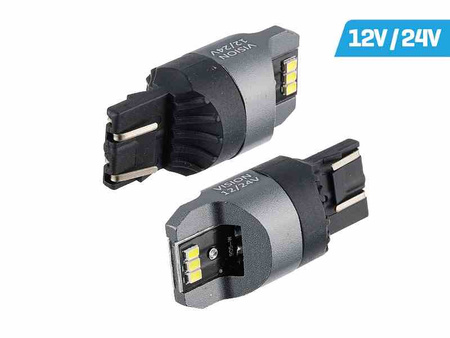 Żarówka VISION W21/5W (T20q) 12/24V 6x 3020 SMD LED, nonpolar, CANBUS, biała, 2 szt.