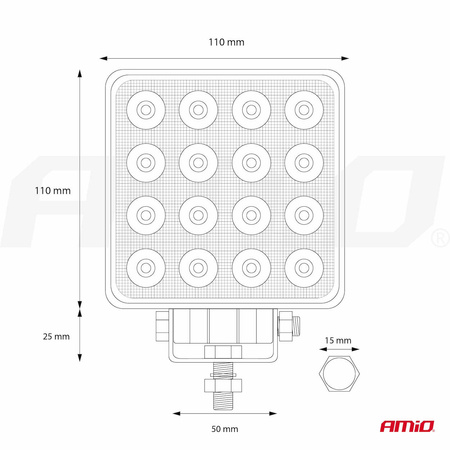 Lampa robocza halogen LED szperacz AWL10 16LED 12V 24V AMIO-02424