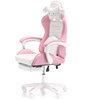 FOTEL GAMINGOWY Z PODNÓŻKIEM RÓŻOWY KUBEŁKOWY BIUROWY OBROTOWY REGULOWANY NOWOCZESNY DZIECIĘCY PODUSZKA CHMURKA DLA GRACZA DZIECI