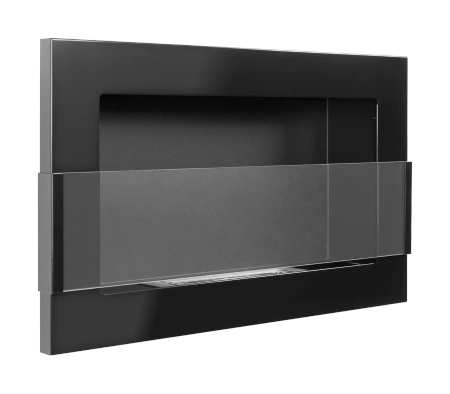 Biokominek wiszący z szybą  650x400 czarny połysk