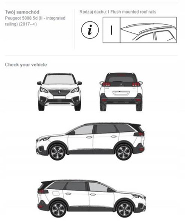 Bagażnik dachowy belki Peugeot 5008 5d II